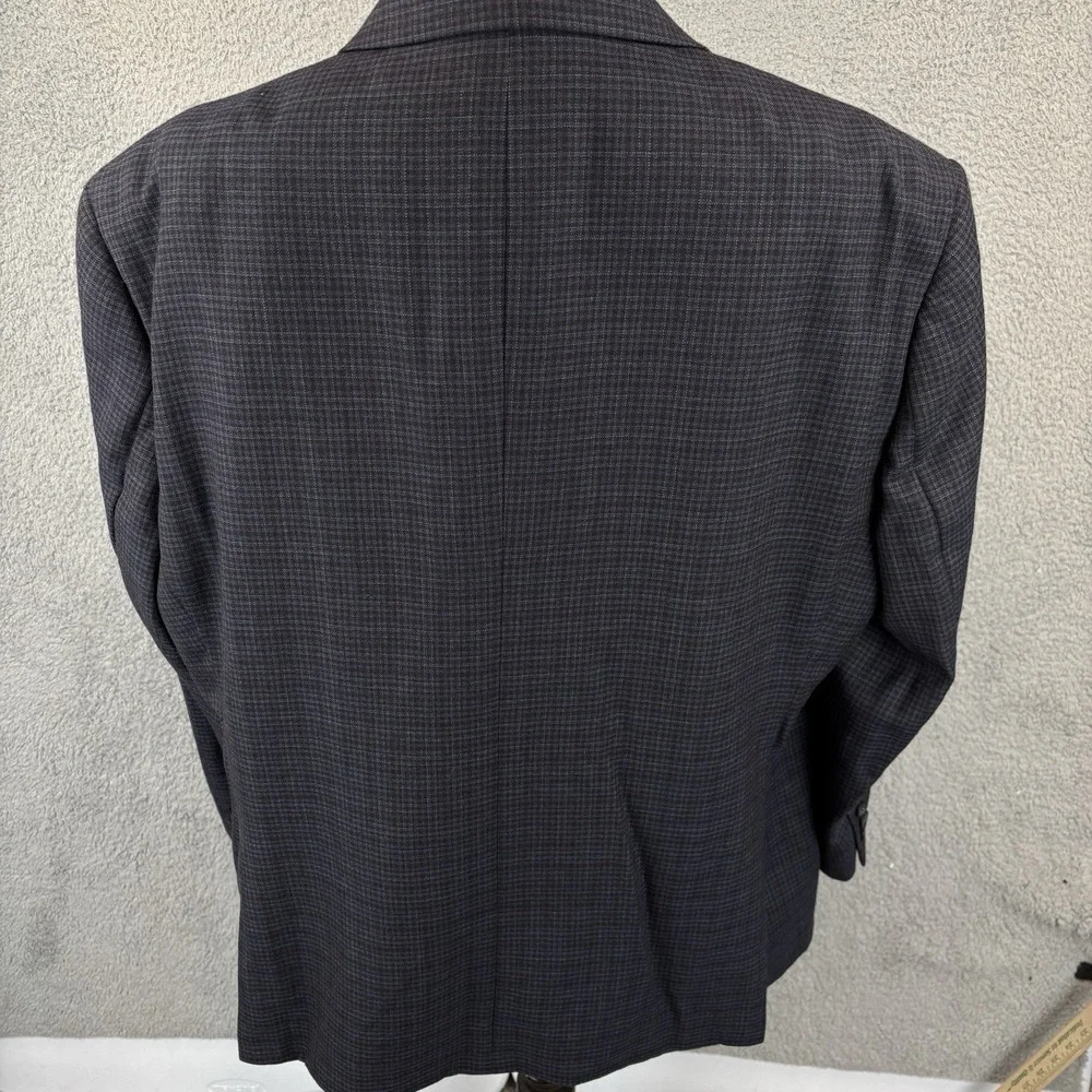 Pronto Uomo Blazer Mens 54R Navy‎ Plaid Check 100% Wool Sport Coat Jacket
